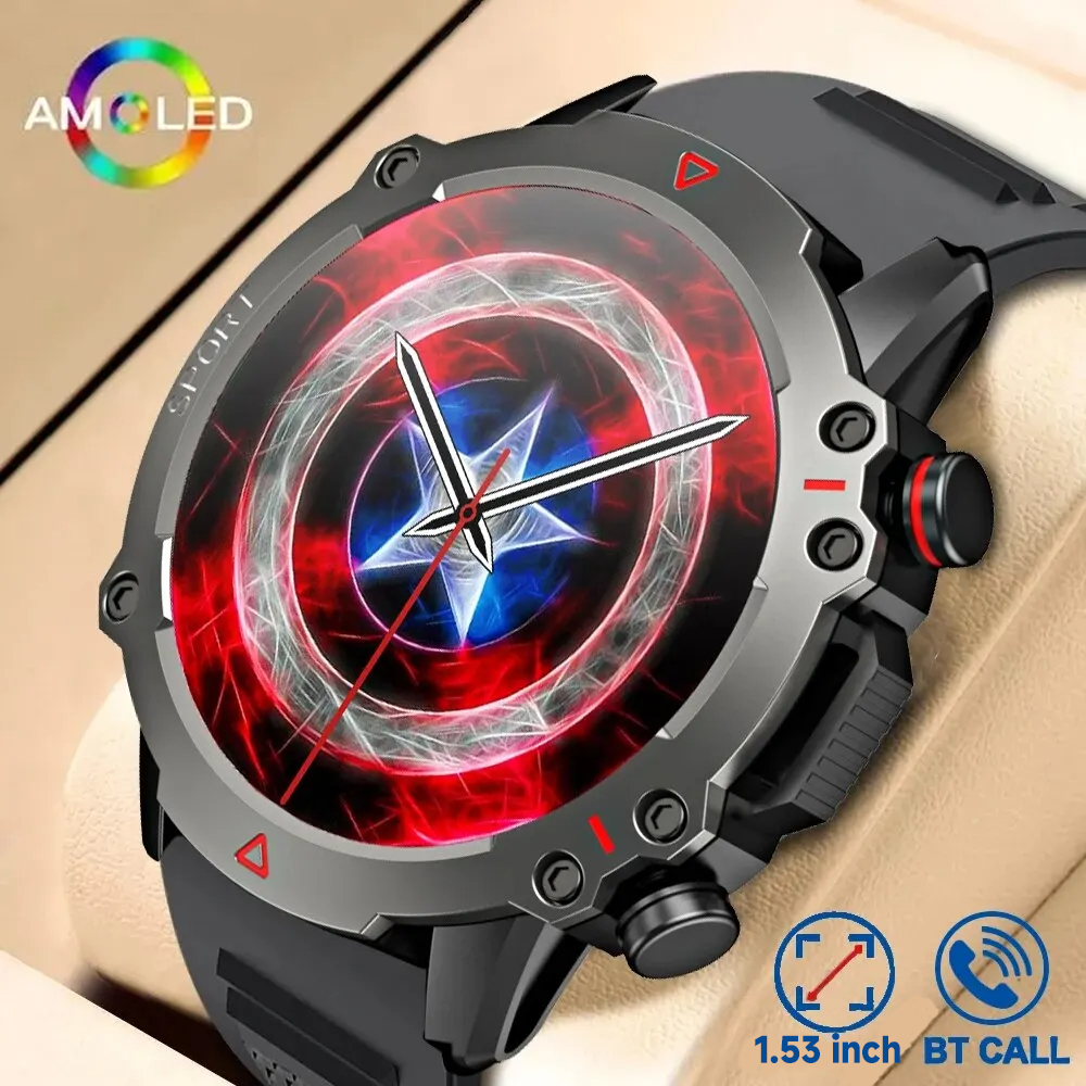 Smartwatch Rugged Watches For Men - AMOLED SmartWatch Rugged Military BT Call