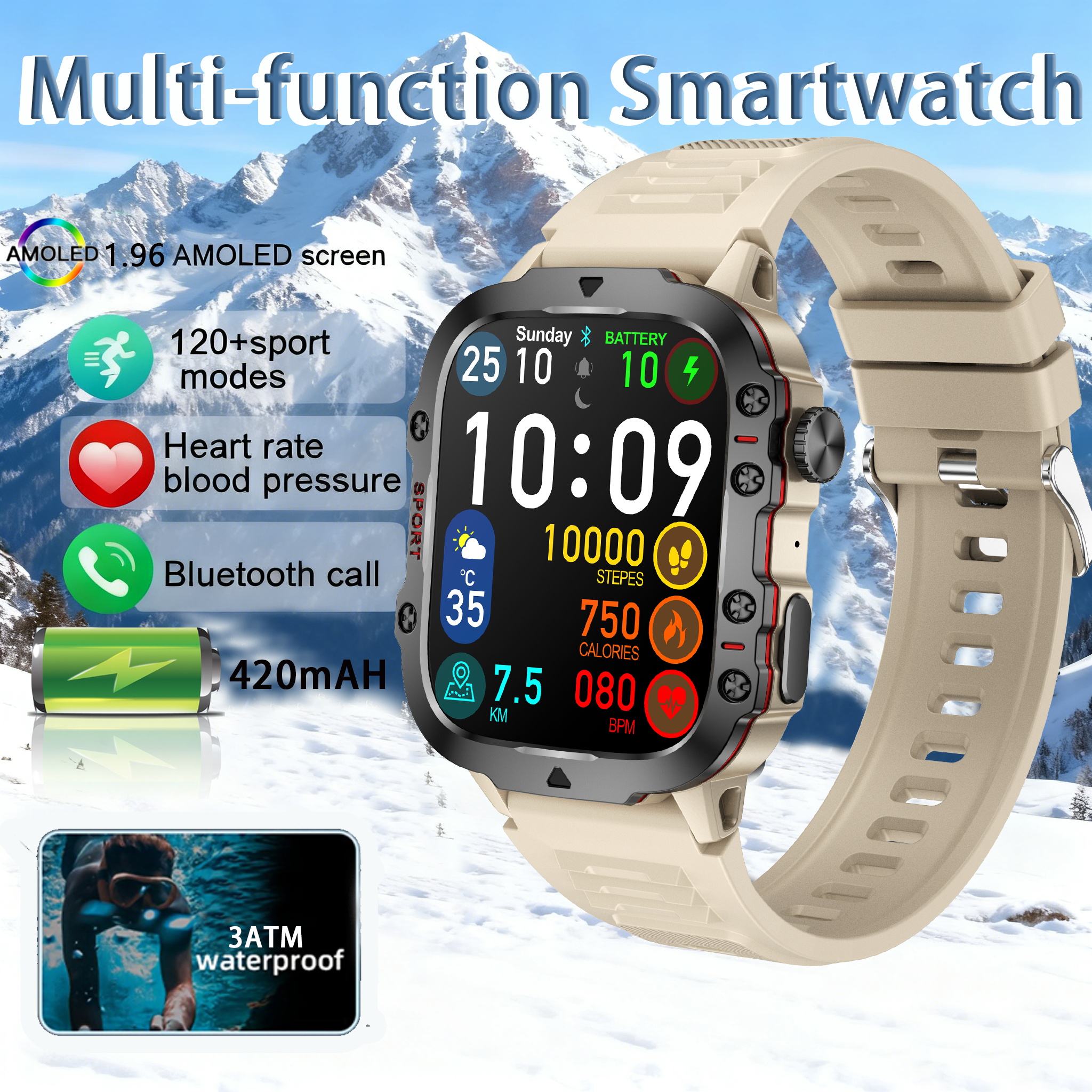 Smartwatch Rugged Watches For Men - Rugged Military SmartWatch Men For Android