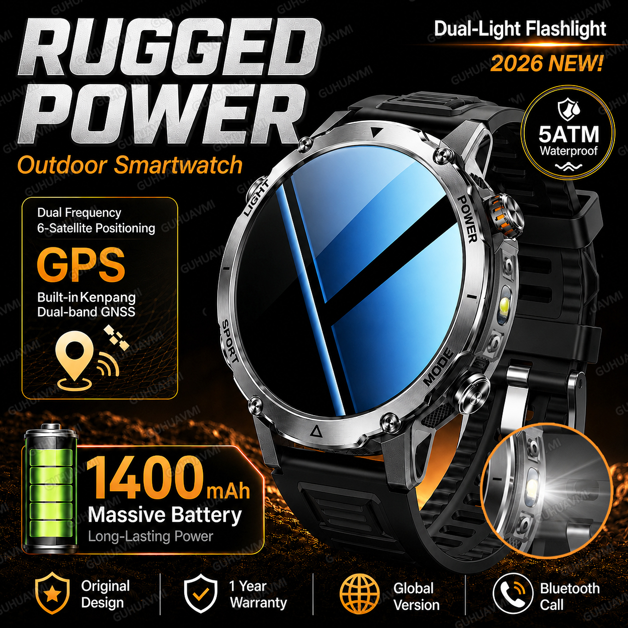 2026 New Rugged Power Smart Wa - Smartwatch Rugged Watches For Men 评论和价格
