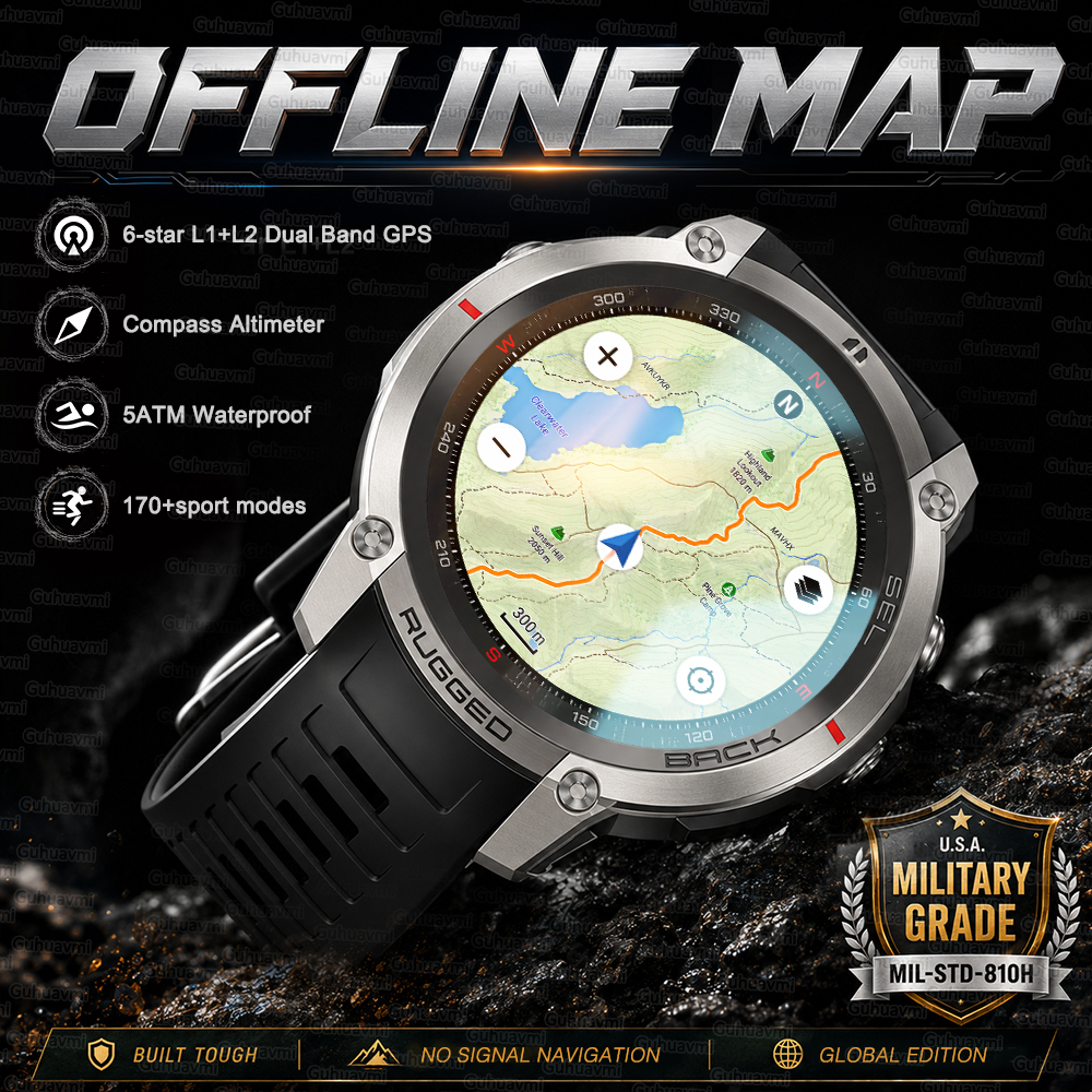 NEW Rugged Military GPS Offlin - Smartwatch Rugged Watches For Men 评论和价格
