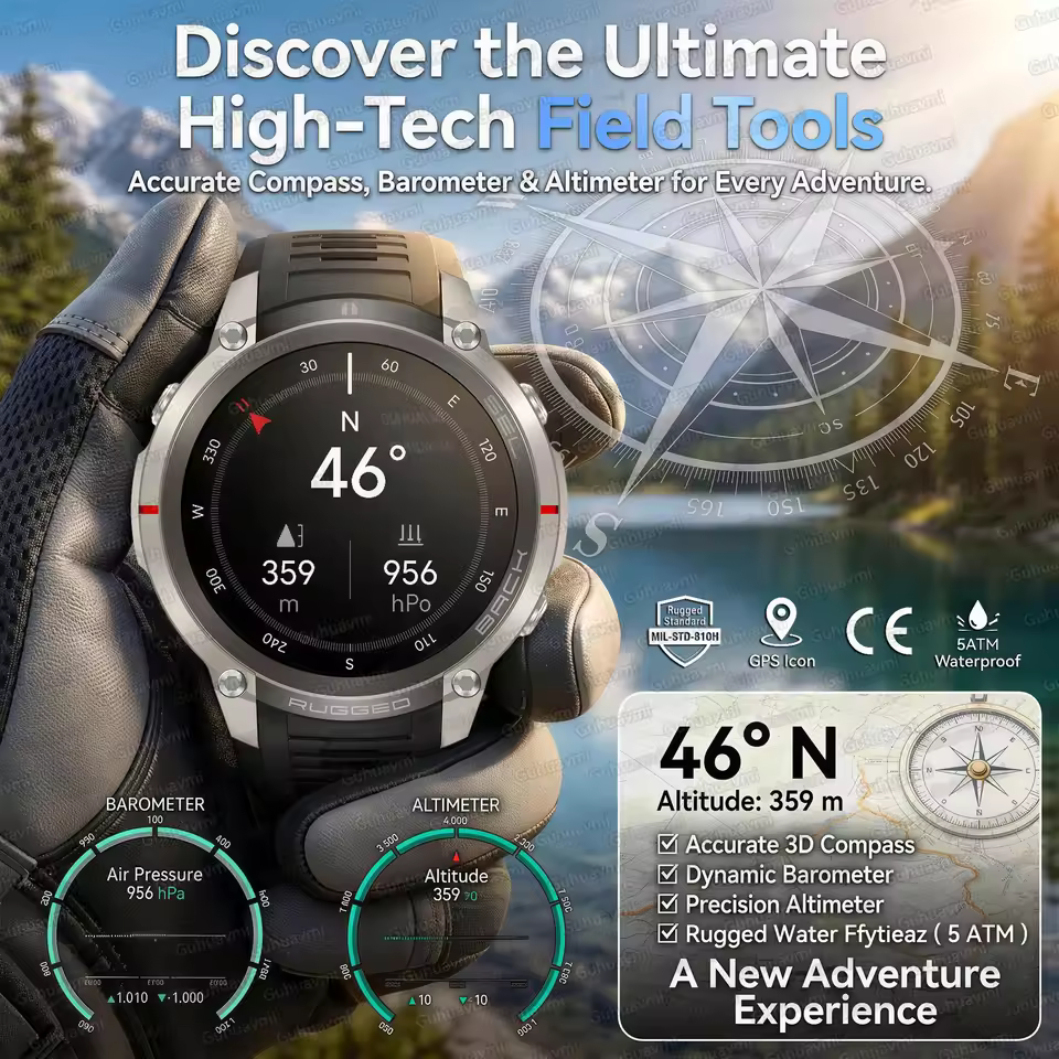 NEW Rugged Military GPS Offlin - Smartwatch Rugged Watches For Men 评论和价格