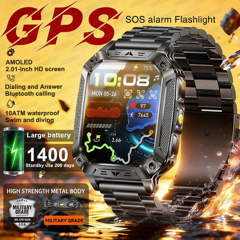 2026 New Military GPS Smart Wa - Smartwatch Rugged Watches For Men 评论和价格