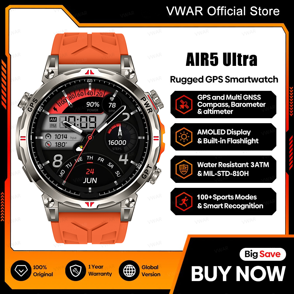 2025 New VWAR Air5 Ultra GPS S - Watch Vs Smartwatch 评论和价格