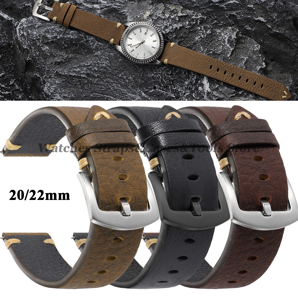 Genuine Cowhide Watch Strap 20 - Smartwatch Vintage Watches For Women 评论和价格