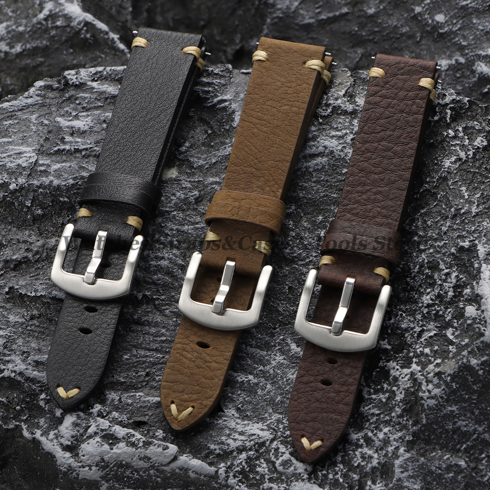 Genuine Cowhide Watch Strap 20 - Smartwatch Vintage Watches For Women 评论和价格