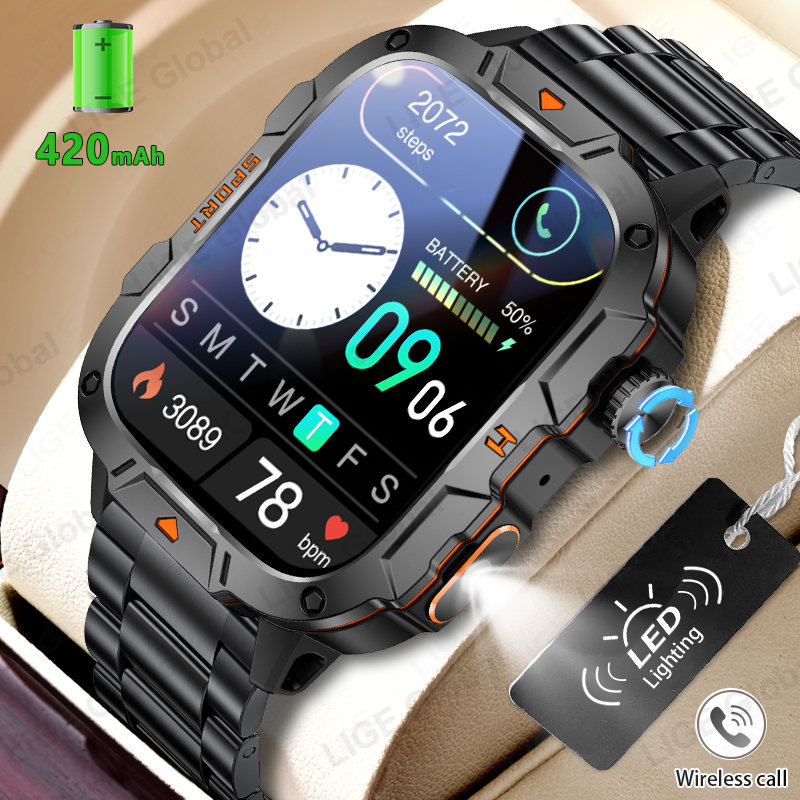 LIGE Rugged Military Smart Wat - Smartwatch Rugged Watches For Men 评论和价格