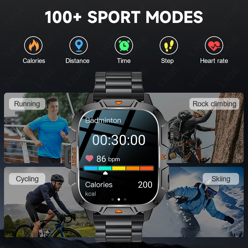 LIGE Rugged Military Smart Wat - Smartwatch Rugged Watches For Men 评论和价格