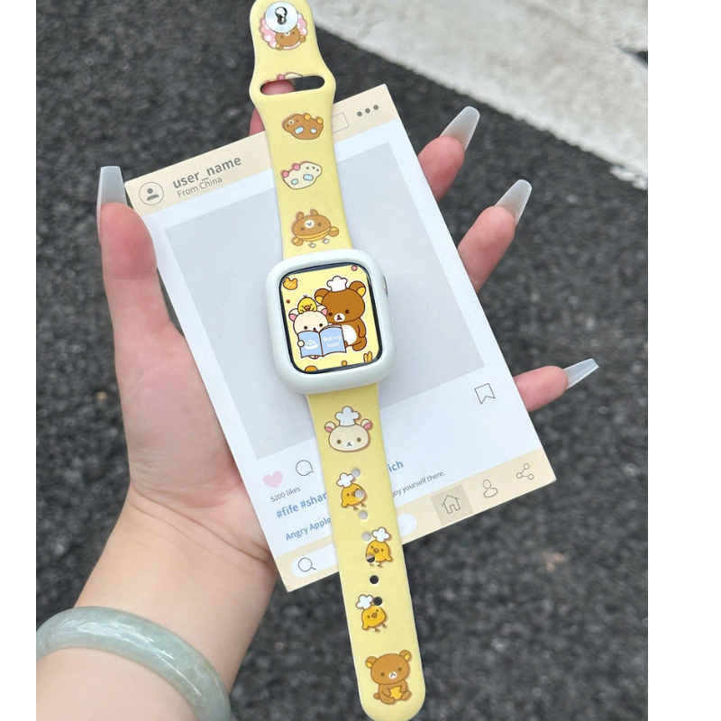 Cute Rilakkuma Print Silicone  - Silicone Sport Band 评论和价格