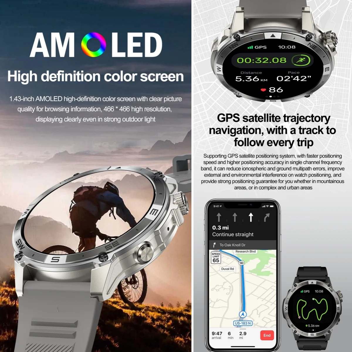 VWAR GPS Smart Watch 1.43” HD  - Watch Vs Smartwatch 评论和价格