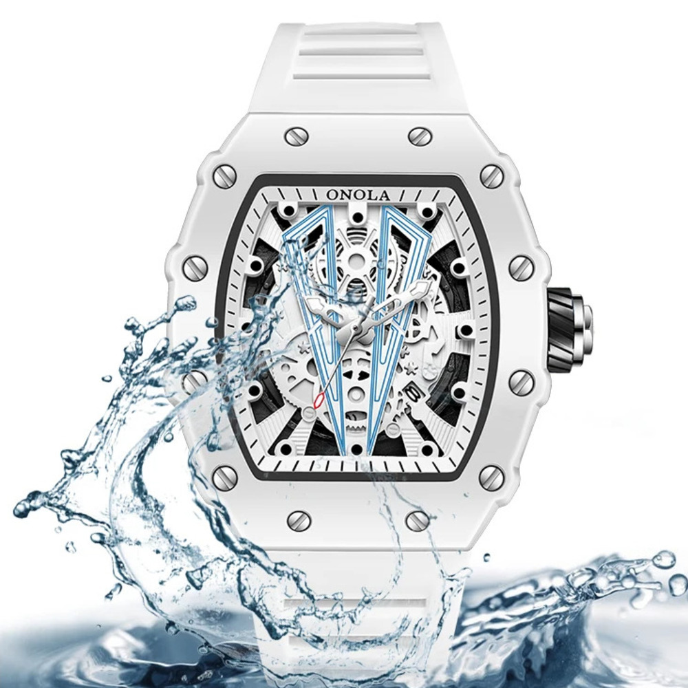 ONOLA Tonneau Mens Watch Fashi - Silicone Sport Band 评论和价格