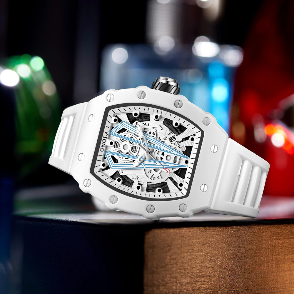 ONOLA Tonneau Mens Watch Fashi - Silicone Sport Band 评论和价格