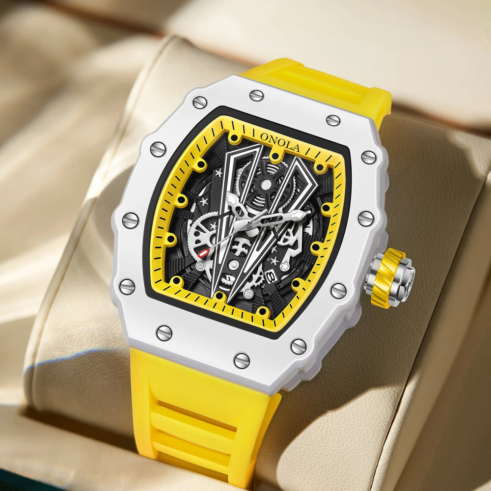 ONOLA Tonneau Mens Watch Fashi - Silicone Sport Band 评论和价格