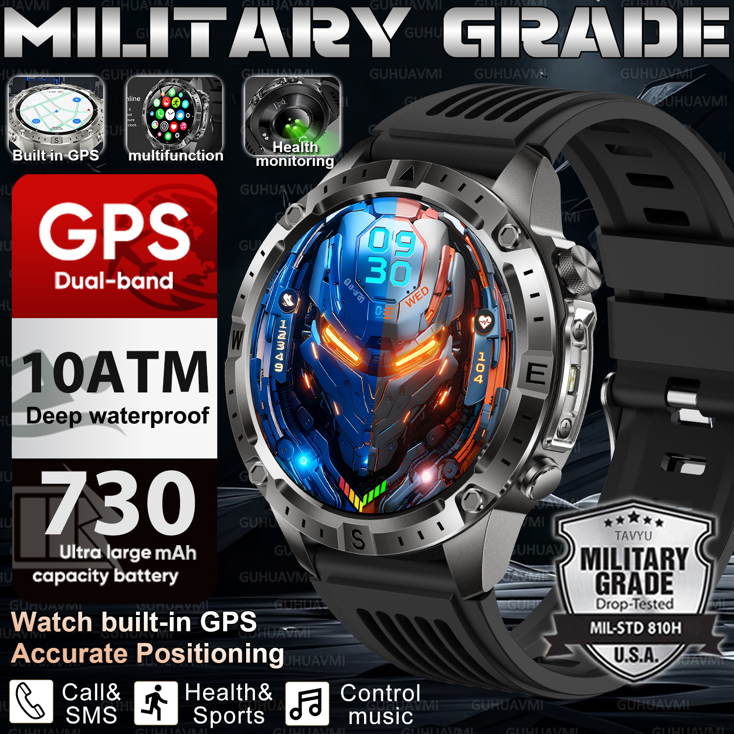 New Men Army grade Built-in GP - Smartwatch Army Watches For Men 评论和价格