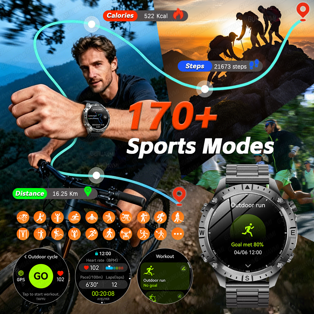 New Men Army grade Built-in GP - Smartwatch Army Watches For Men 评论和价格