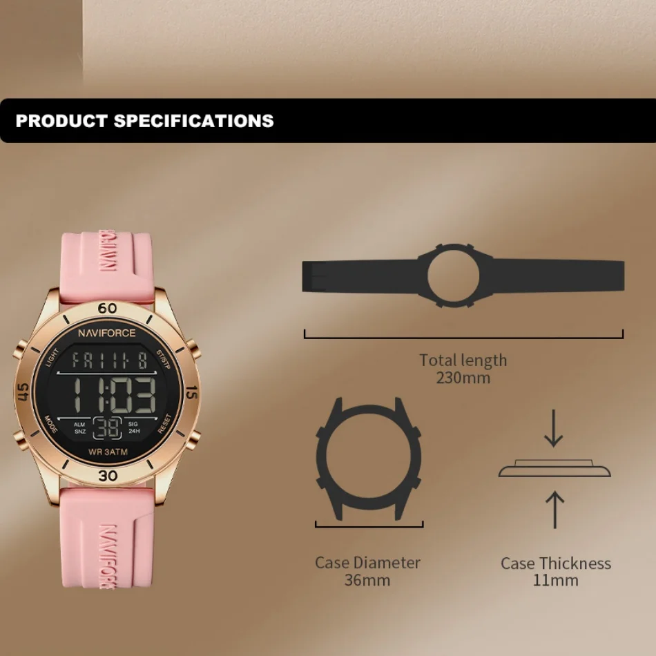 NAVIFORCE Watch For Women Fash - Silicone Sport Band 评论和价格
