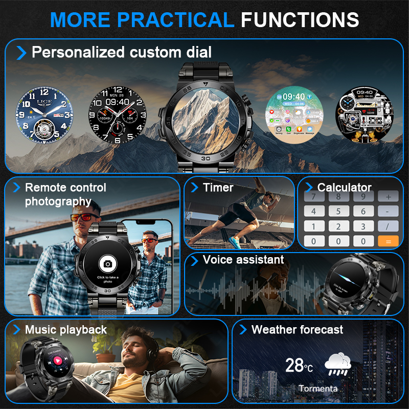 LIGE Rugged Military Smart Wat - Smartwatch Rugged Watches For Men 评论和价格