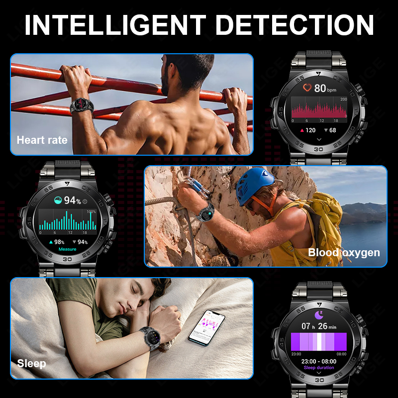 LIGE Rugged Military Smart Wat - Smartwatch Rugged Watches For Men 评论和价格