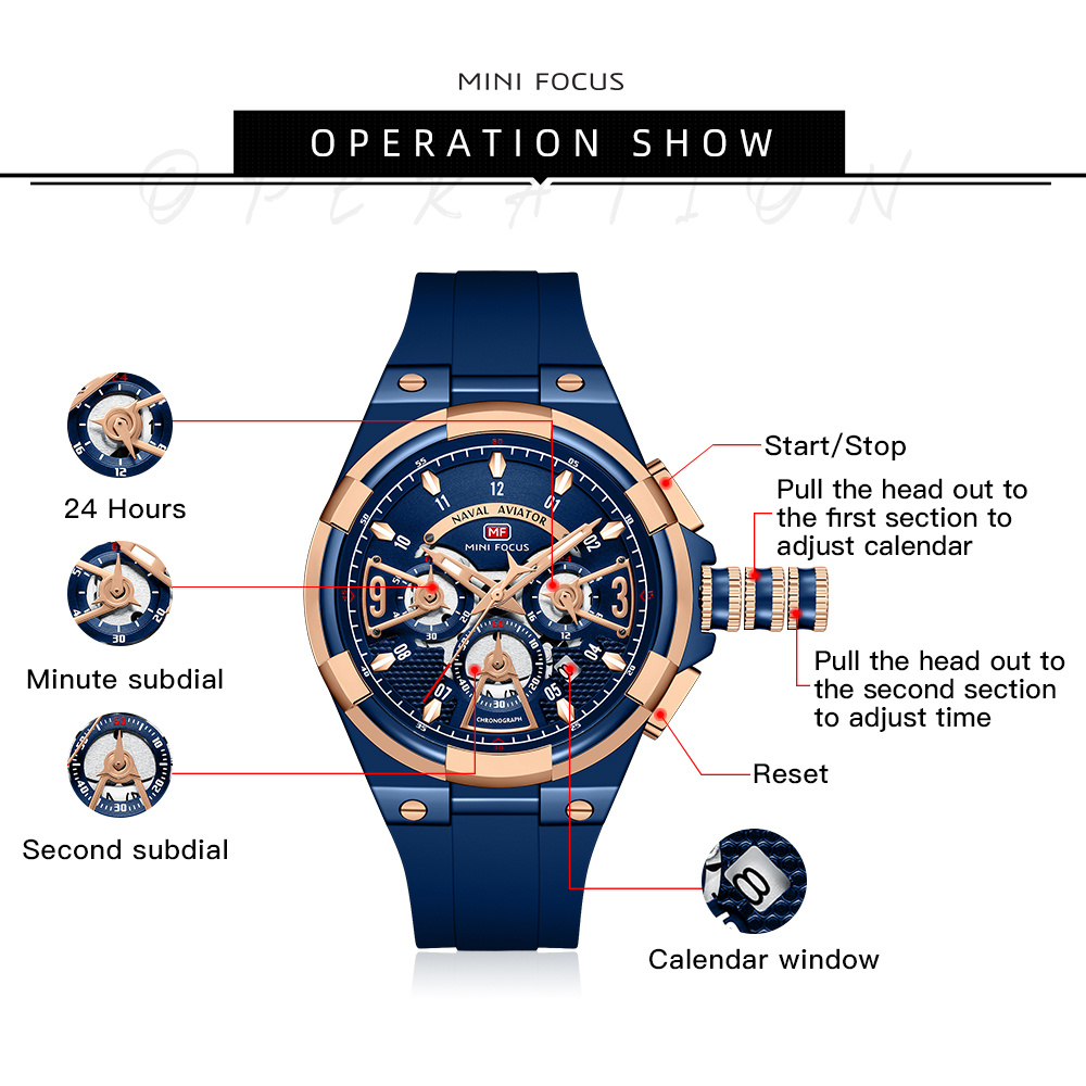 MINI FOCUS Mens Watches Brand  - Silicone Sport Band 评论和价格