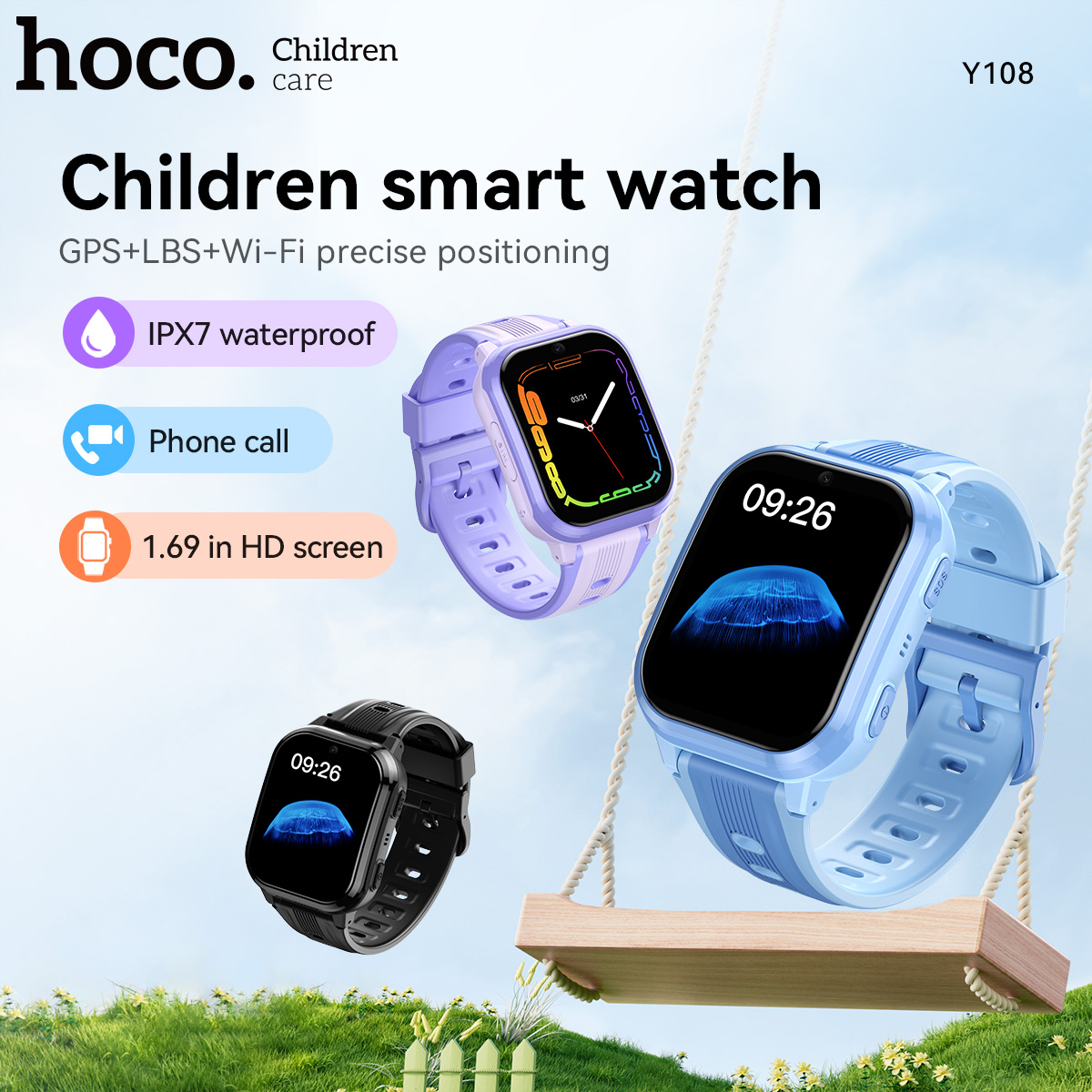 HOCO Y108 1.69inch HD LCD Curv - Smartwatch Watches For Kid Boy With Alarm 评论和价格